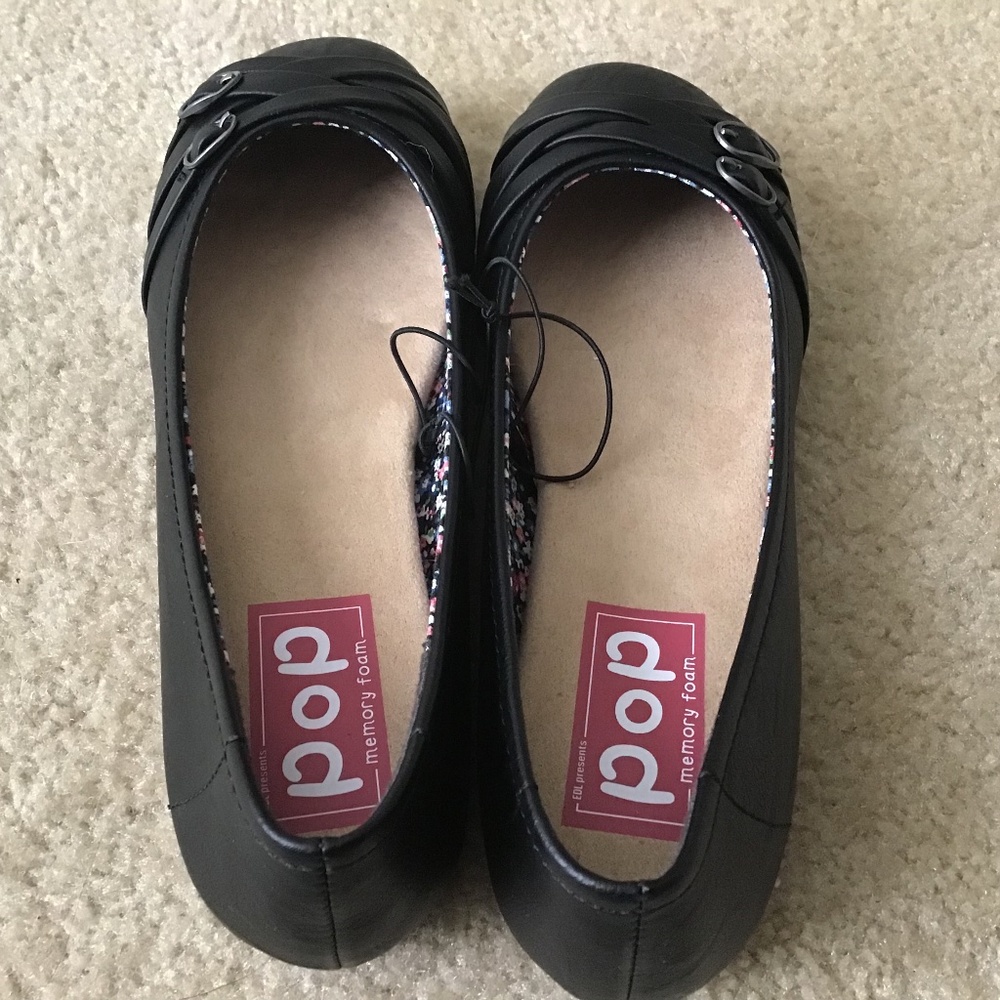 Brand New Pop Nelly (JCP) Black Memory Foam   Flats Size 7